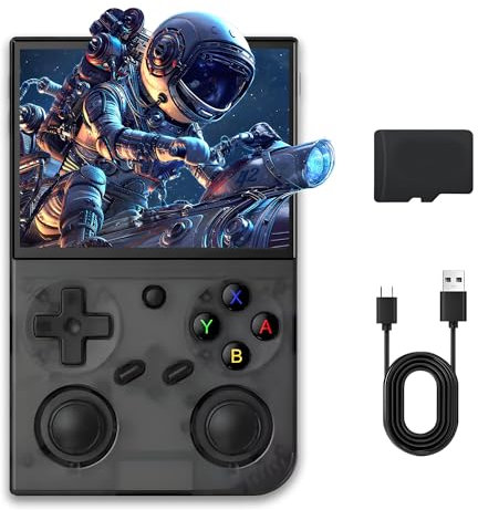 Retro Game Handheld Console G350 with 4000+/10,000+ Games, 3.5-inch IPS Display, 64G/128G, 30+ Emulators, 3200mAh Battery, Linux OS, and Multi-Language - Ultimate Retro Gaming Experience (BLACK-128G)