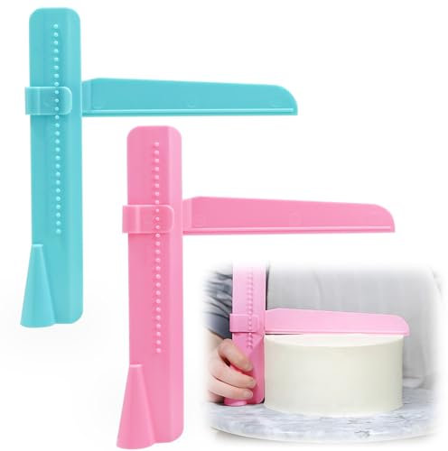 Backzubehör Torten Lisseur, 2 Stück Grattoir Einstellbar für Buttercreme, Tortenbodenschneider für Konditorei, Tortenboden Schneidehilfe, Perfekt für das Glätten von Kuchen und Tortenoberflächen