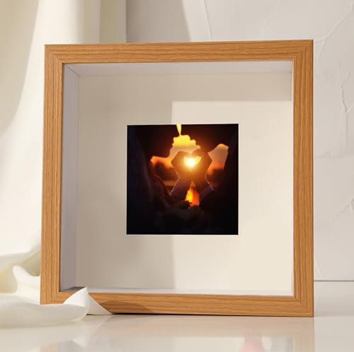 KnSam Fotorahmen 18x18 cm, Bilderrahmen MDF Horizontal & Vertikal Quadrat Picture Frame Tischplatte Holzbilderrahmen ideal für Fotos/Bilder/Collage, Holz