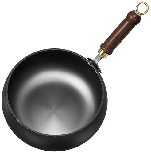 CXFSCD Chinesische Handgefertigte Eisenpfanne, Pfanne Mit Deckel Und Holzgriff, Nicht-Stick-pfanne, Für Herd Und Induktionskochfeldgasofen(Size:30cm,Color:Nein Deckel)