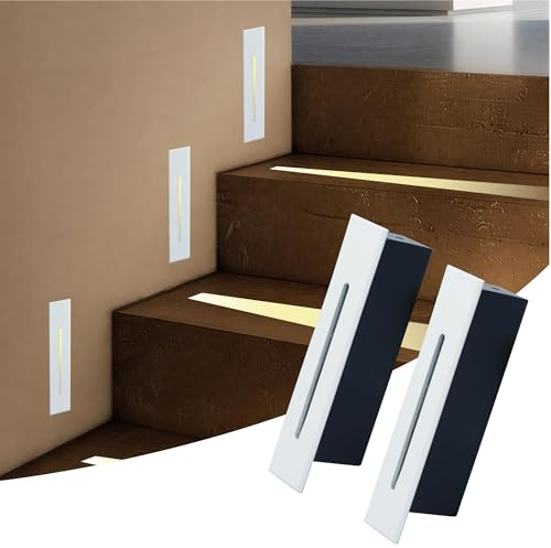 kpslucerna 2pz Faretto LED da Incasso per Scale 3W, IP65 Impermeabile Faro per Esterno Gradini, Alluminio Pressofuso Lampada Angolo Parete, Illuminazione Decorativa Interna Corridoi Scale