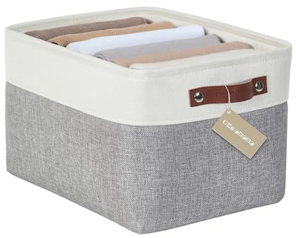 DECOMOMO Storage Bins, Large Fabric Storage Baskets for Shelves, Decorative Linen Closet Organizer, 15 x 11 x 9.5 inches (Grey & White, 1 Pack)