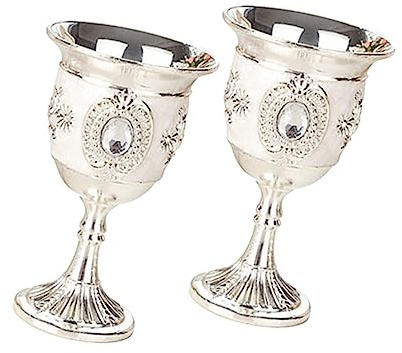 Hemobllo Lot De 2 Gobelets En Alliage Gravé, Petits Verres à Vin Blanc, Coupe Délicate En Alliage Argenté, Pour Dégustation Festive Et Usage Domestique