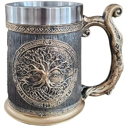 YDZYFFS Coffee Cups - Mug - Wine Glasses, 3D Viking Mug Beer Cup, Tankard Cup for Men, Cool Coffee Mugs, Beer Stein for Nordic Decor Gifts(B)