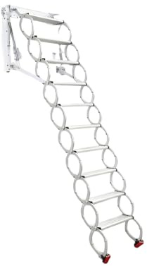 Échelle de Grenier rétractable et Pliable, escalier Mural Pliant pour Grenier, escabeaux télescopiques intérieurs et extérieurs, en Acier, capacité de Charge de 300 kg(H250CM/98.4IN)
