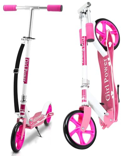 Peviasot Roller Kinder, Klappbar Kickroller, Scooter mit Big Wheel Räder, 2 Räder Kickscooter, 3 Höhenverstellbare Kinderroller, Hinterradbremse Roller, Scooter Kinde mit bis zu 100kg Tragkraft, Pink