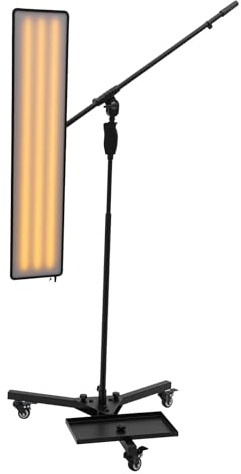 Lampada PDR da 10 W, PDR, pannello di luce a 360°, pannello riflettore, doppia modalità, chiarezza, rimozione dei denti, luce a LED, 110-163,5 cm, asta verticale con 3 ruote universali con freni
