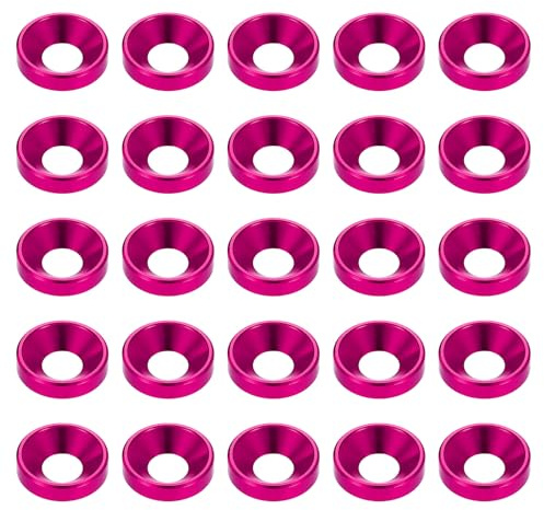 QUARKZMAN 40 Piezas Arandela Avellanada M6 Arandelas Acabado Rosa | Aleación Aluminio Anodizado, Para Tornillos, Para Piezas Accesorios, Arandelas