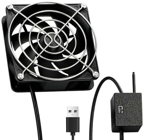 Silkwish USB PC-fläkt 80 mm med temperaturregulator – tyst datorkylningsfläkt med 3 starttemperaturer (30/35/40 °C), fläkt för CPU, bärbar dator, PS5, router, AV-skåp, router