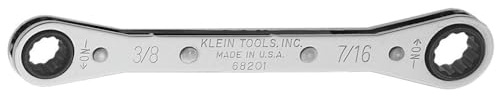 Klein Tools 68201 Ratcheting Box Wrench 3/8-Inch x 7/16-Inch with Reverse Ratcheting and Chrome Plated Finish