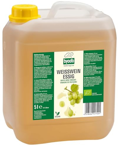 Bio Weißweinessig 5kg Kanister - Byodo, Aus Italienischem Tafelwein, Vegan & Vegetarisch, Ohne Zuckerzusatz, Natürliche Vergärung, Kräftig und Frisch