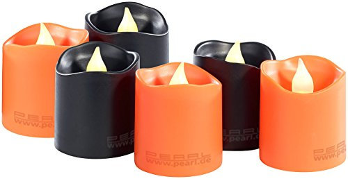 Lunartec 6 Bougies à LED spécial Halloween - Coloris Orange et Noir