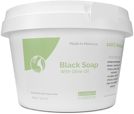 Fatima's Garden Svart Tvål med Olivolja - Naturlig Rengörare, 450g