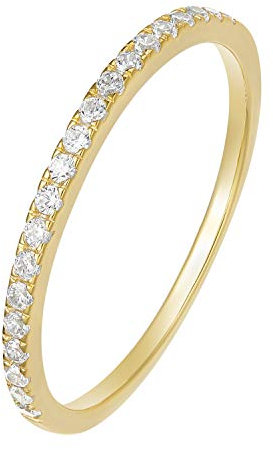 Zakk Eternity Ring Damen Ewigkeitsringe Vorsteckring Schmal Silber 925 Zirkonia Gelbgold Vergoldung Verlobungsringe Eheringe Trauringe Memoire Ring(Gelbgold,53 (16.9))