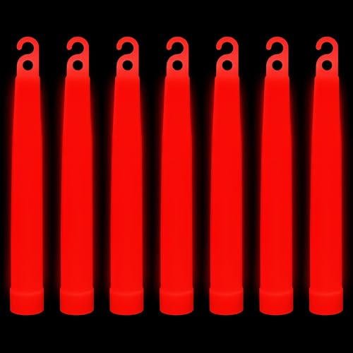 Trimming Shop Schlüsselband, 15,2 cm, für Silvester, Abschlussfeier, Camping, Premium-Lanyard, ultrahell, leuchtet im Dunkeln, Rod, 25 Stück, Rot