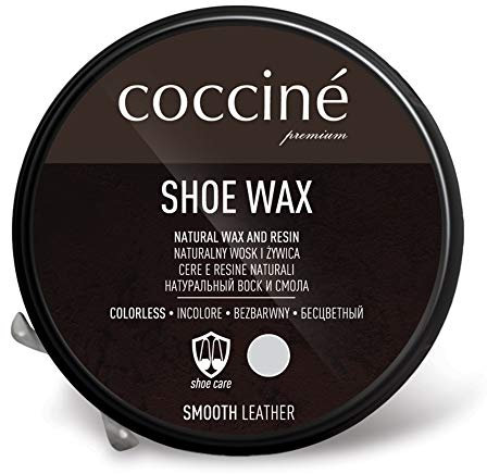 Coccine - Schuhcreme Farblos, Schuhwachs, Lederfett mit Wachs, Imprägnierung Lederbalsam, Einfach Lederpflege, Wirksam Schuhpflege, Schuh Creme Schönem Duft, Shoe Wax - 40g