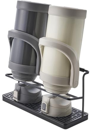 YAMAZAKI 5410 Tower Flaschen-Abtropfständer mit Ablage, schwarz, Stahl/ABS-Harz, minimalistisch, 32 x 12 x 17 cm