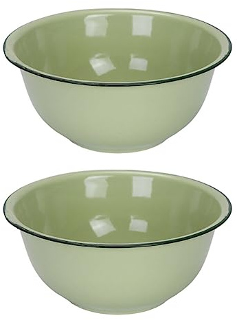 Luxshiny 2 Stücke Emaille Schüssel Schale Vintage Suppenschale Gemüse Obst Reis Waschschüssel Metall Salatschüssel Rührschüssel Chinesische Nudelschale Suppenschüssel Obstschale für Küche Suppe Nudel