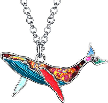 BONSNY Enamel Alloy Floral Ocean Whale Necklace Pendant Gifts for women Jewelry Charms Nature Fish Animals (Multicolor)