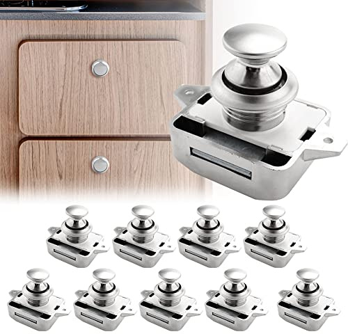 Opaltool 10 Stück Push Button Catch Door Lock | Türknauf Verriegelung Druckknopfverriegelung für 15-18 mm Dicke Wohnmobil Boot Van RV Yacht Schranktür Schrank