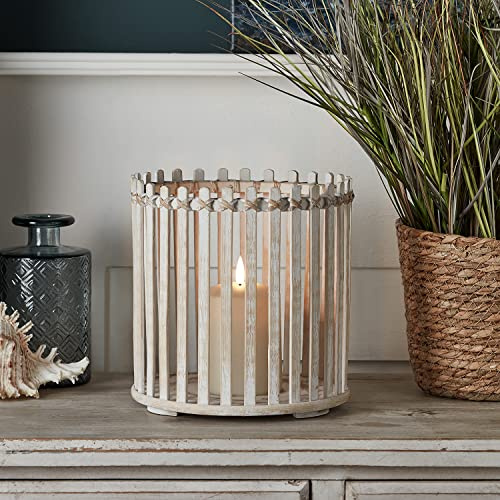Lights4fun Holz Laterne mit TruGlow® LED Kerze batteriebetrieb Timer 20cm Innen Deko Maritim