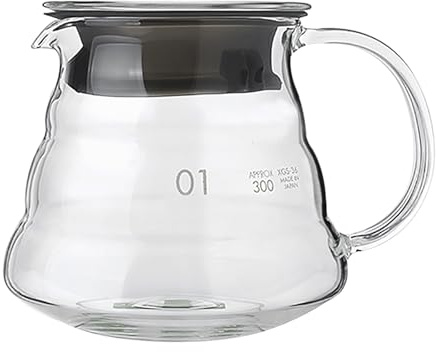 360ml Coffee Server Glass Cup With Lids - V-Shaped Spout Teapot, Heat-Resistant Hand Pour Sharing Tea Pot for Café Bar Kitchen - Dishwasher Safe