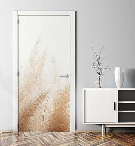 MyMaxxi - Tür bekleben mit Türtapete Türposter Türfolie Selbstklebend 90x200 trockenes Blumenfeld in der Sonne - Tür verschönern Türaufkleber Türklebefolie Pflanze Blüte weiß