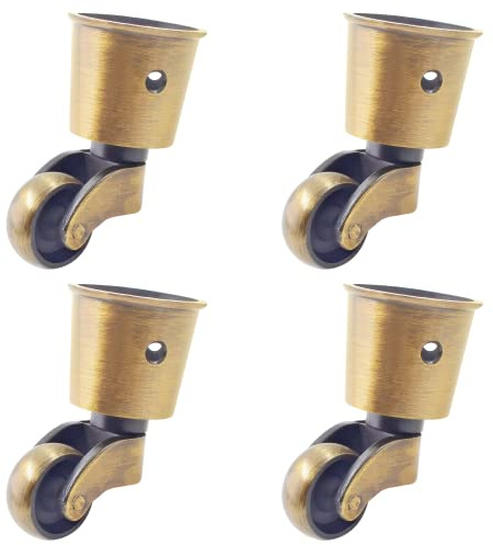 Luomorgo 4 Pack Antique Caster Cups Furniture Casters Wheels Zinc Alloy Swivel Cup Casters Round Cup Castor for Cabinet Piano Table Chair