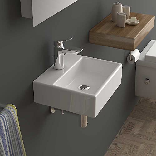 Alpenberger Handwaschbecken Wandmontage | Industrie & Mini Gäste WC Waschbecken | Werkstatt Waschbecken | Mini Waschtisch Waschschüssel | Hängewaschbecken Aufsatzwaschbecken Eckig für Bad
