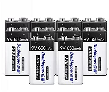 Batterie 9V 6F22 Batterie au Lithium Rechargeable multimètre Universel laminé carré Guitare Microphone sans Fil Neuf Volts (Size : Eight)