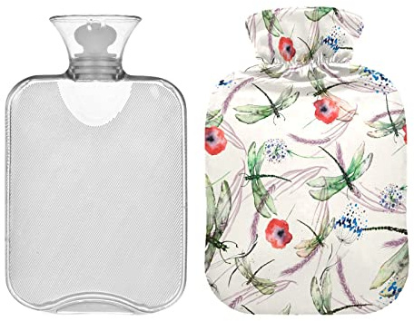 Bouillotte aquarelle abstraite herbe de blé jaune 2 L - Coussin chauffant pour soulager les maux de tête, les douleurs dorsales, les crampes menstruelles