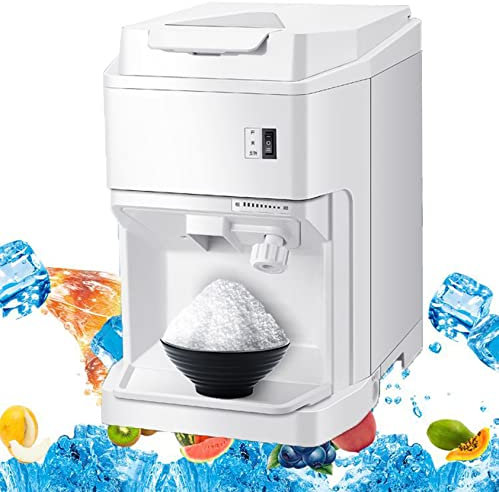 XDLYWUZIQ 250W 200kg/H,400kg/H Electric Ice Crusher Machine, Full Open Design, Ice Shaver Snow Cone Maker, Adjustable Fineness Shave Rough and Fine Ice, for Cocktails, Ice Cream,200kg/H
