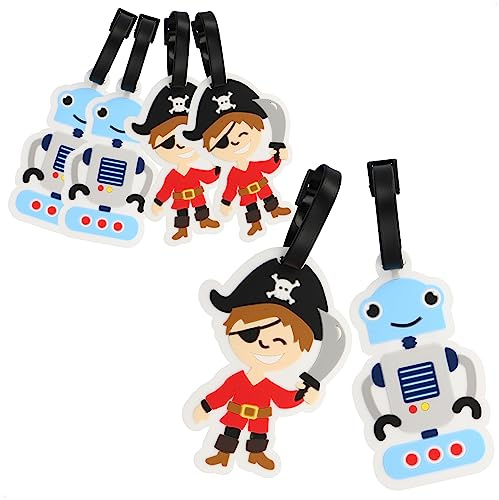 com-four® 6x Kofferanhänger aus flexiblem Kunststoff in bunten Farben für Kinder - Gepäckanhänger für Kinderkoffer und Reisetasche - Adressanhänger