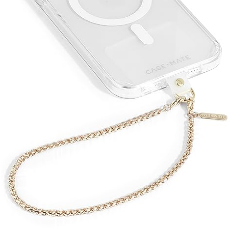Case-Mate Phone Charm with Gold Chain - Detachable Anti Theft Strap - Hands-Free iPhone Wrist Strap for Women - Phone Wristlet - Fits Galaxy, Google Pixel and More - Dainty Gold Chain