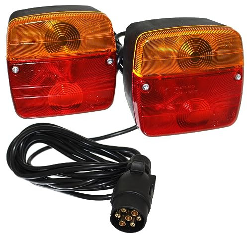 Old-Harvest 2x Anhänger Rücklicht 3-Kammer Leuchte mit 4m Kabel & Stecker 7-polig 12V Trailer KfZ Neu