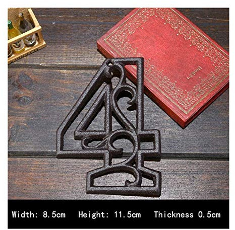 HKYBCF Türnummer Industrie Cast Iron House Stil Tür Zahlen Adresse Customized Anzahl for Home Restaurant Wand Wohnzimmer (Color : 4, Size : 11.5cm)