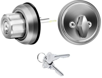 EASILOK Riegelriegelschloss, Twist-to-Lock Keyless Round Exterior Keyed Front Entry Door (Mechanisches Schloss), Einzylinder-Riegel, Silber