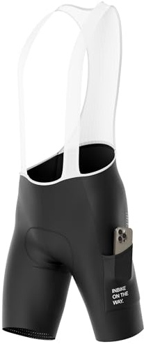 INBIKE Culotte Ciclismo Bibs Shorts Hombres Pantalones Cortos de Bicicleta con Protección Solar UPF50+ con Gel Acolchado y Bolsillo Transpirable Ropa Interior de Biciclet MTB Negro XL
