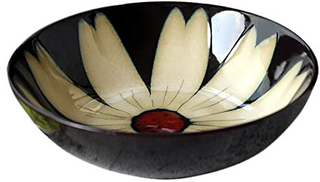 BGFYUSF Cuencos de Ramen para Fideos, Cuenco de cerámica Negro con Flores pintadas a Mano, ensaladera, Cuenco para Sopa, vajilla característica para Cocina, Fideos Udon Soba, Pasta, Fruta