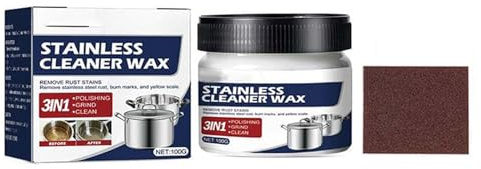 Magische Nano-Technologie-Reinigungspaste für Edelstahl, 3 In 1 Edelstahl Reiniger, Edelstahl Reinigungswachs, Metall Politur Paste, Mehrzweck Küche Reinigungspaste für Spüle, Töpfe und Pfannen (1Set)