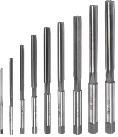 sourcing map 9pcs Hand Reamers Set 2mm 3mm 4mm 5mm 6mm 7mm 8mm 9mm 10mm H8 Metric Alloy Steel Reamer Bit Straight Flutes Steel Cutting Tool for Metal Wood Hole Reaming