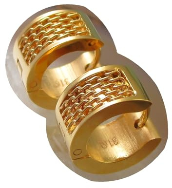 Kikuchi Edelstahl Ohrringe Männer Damen Klapp Creolen Schwarz Silber Gold 7 mm Kantig NET ER15118