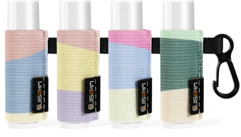 Likesing Chapstick Holder Key Chain, Lip Balm Holder for Chapstick Lip Gloss, Elastic Sleeve Chapstick Keychain Holder for Keys Purse Lanyard Gift for Women Girls (Color Clash, 4pcs)