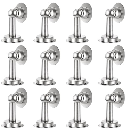Shackcom 12pcs Türstopper Magnetisch aus Edelstahl Selbstklebend-Door Stoppers Türpuffer Türhalter für Wand- oder Bodenmontage mit doppelseitigem Klebeband oder Schraube-ohne Bohrer -Silber