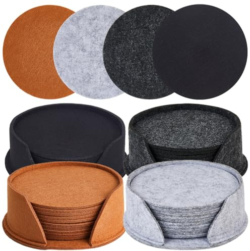 CREATCABIN 40 pz Tappetino Tazze in Feltro 4 Colori Sottobicchieri Supporto Sottobicchieri Assorbenti Semplici Sottobicchieri Bere Bar Casa Ufficio Tavolino caffè Decorazione Protezione Tavolo 9.9cm