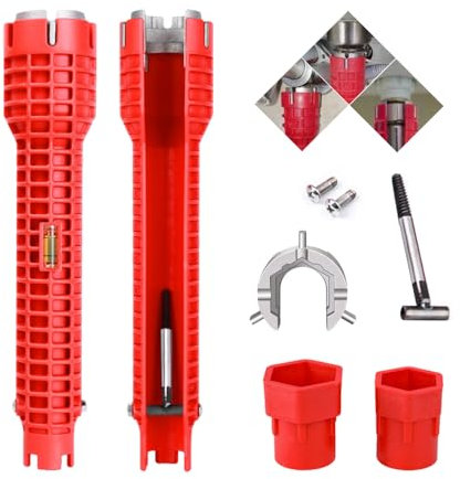 GIDWRIY Chiave Rubinetto Lavello 8 In 1, Chiave a Tubo Lavello Multifunzionale,Chiave Serraggio Rubinetto,Chiave da Bagno,Chiave per Piletta Lavabo,Chiave per Miscelatore,Strumento per Idraulici