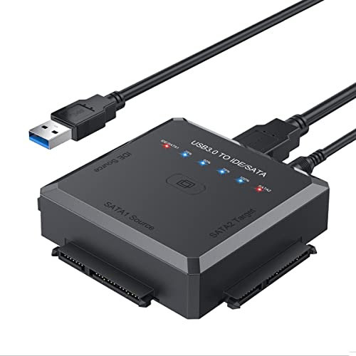Bamberg Adattatore da SATA a USB Convertitore da USB 3.0 a IDE/SATA 3 per Adattatore per Disco Rigido SSD da 2,5 3,5 HDD-Spina Europea