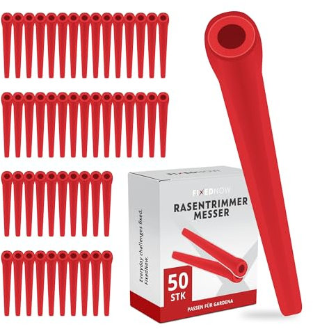 FixedNow 50 x Ersatzmesser Kompatibel mit Gardena Rasentrimmer | Kunststoffmesser Ersatzteile | Passend für Gardena Accucut Smallcut Easycut Comfortcut und mehr