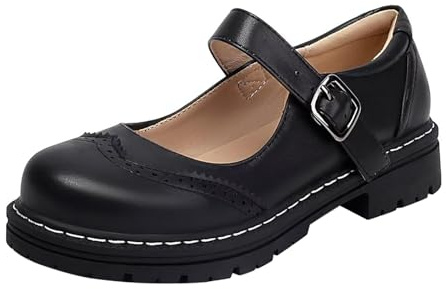 Halbschuhe Damen Elegant Mit Absatz - Mary Jane Schuhe Mit Riemchen Slip-On-Flachschuhe Profilsohle Blockabsatz Loafers Pu-Leder Einzelneschuhe Geschlossene Sandaletten Elegant Damenschuhe