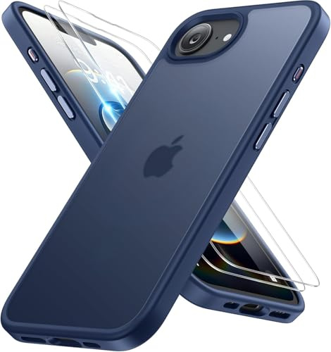 Miracase für iPhone 17e / 16e Hülle mit 2 9H+ Panzerglas, Blau-w | [TOP Militärschutz & Magnetkraft] Stoßfest Kratzfest mit Samtiger Haptik Extrem Langlebig Handyhülle für iPhone 16 6,1
